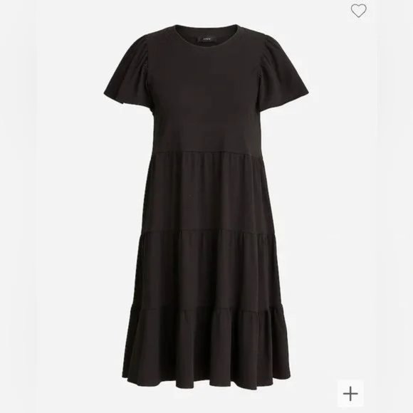 J. Crew Knit Broken-In Jersey Tiered Mini Dress Black Size S ***NWT*** - Picture 2 of 11